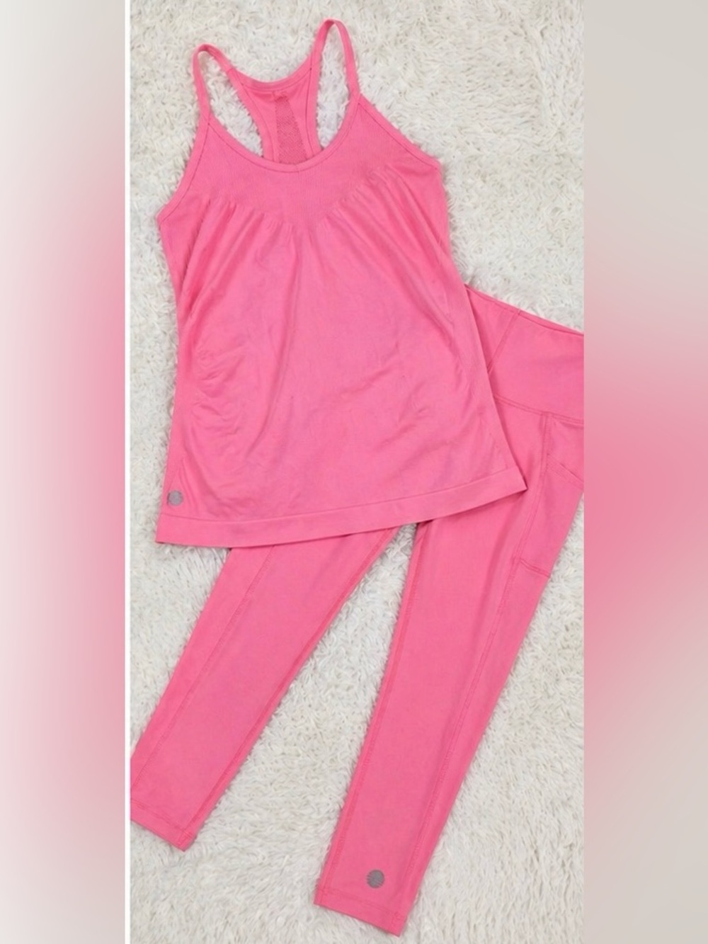 Zella Meridian Seamless Racerback Tank Pink Medium Workout Yoga Athleisure Top - Picture 4 of 10